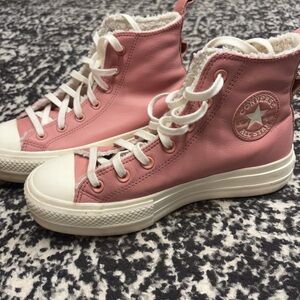 Converse Blush Pink High-Tops with Cozy Inside